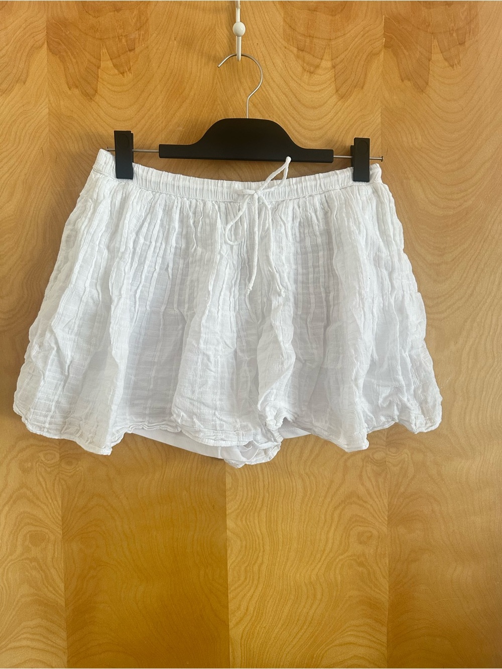 American Eagle Outfitters White Gauze High-Waist Drawstring Shorts